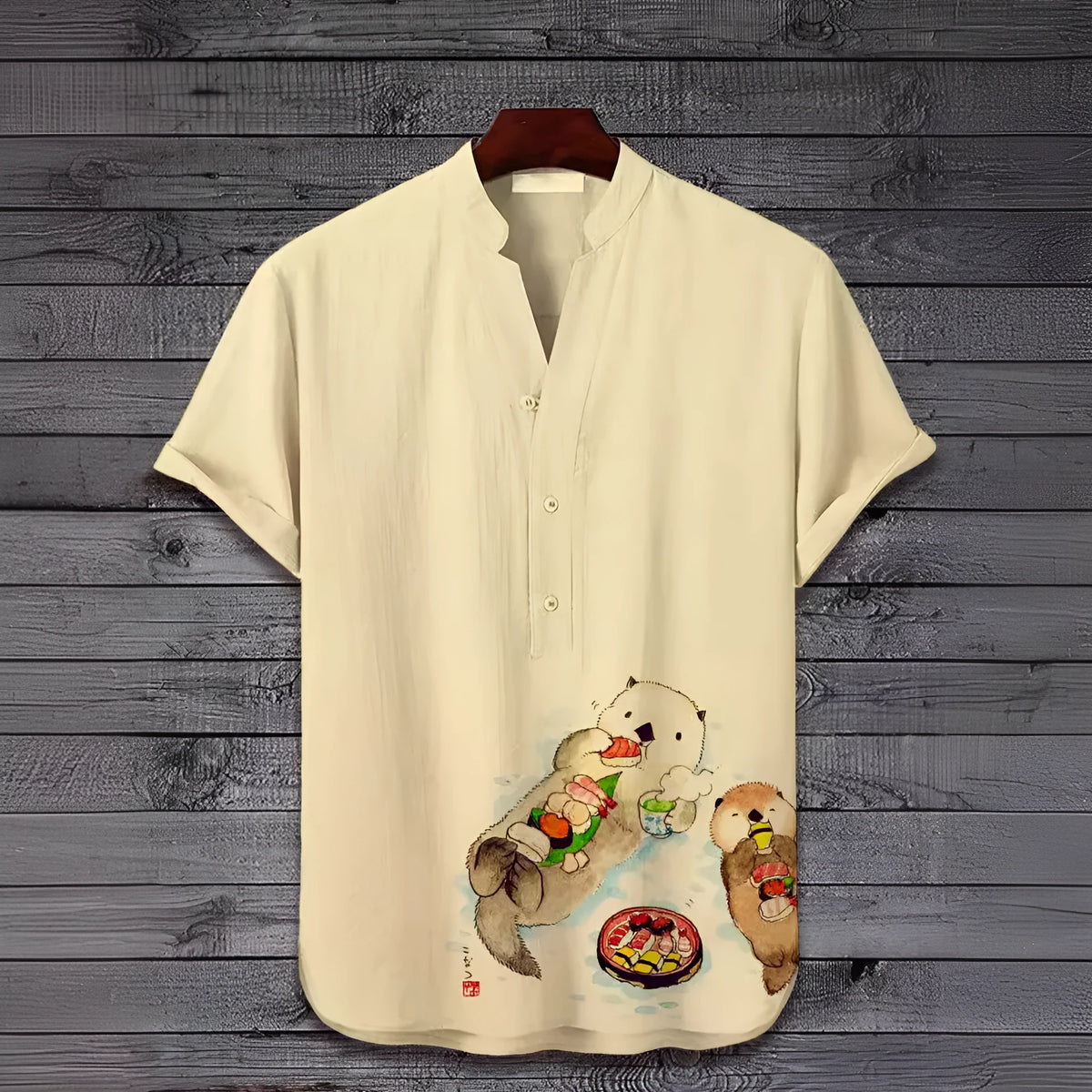 Men's grey short sleeve t-shirt featuring a vibrant 3D digital tiger graphic print on the front.