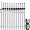 12-piece waterproof white and black eyeliner pencil set with sharpener for versatile makeup application