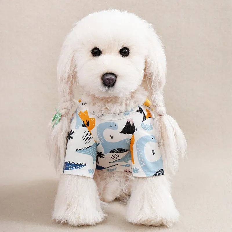 Printed casual polyester t-shirt for a small dog, showing one of six available colour designs.