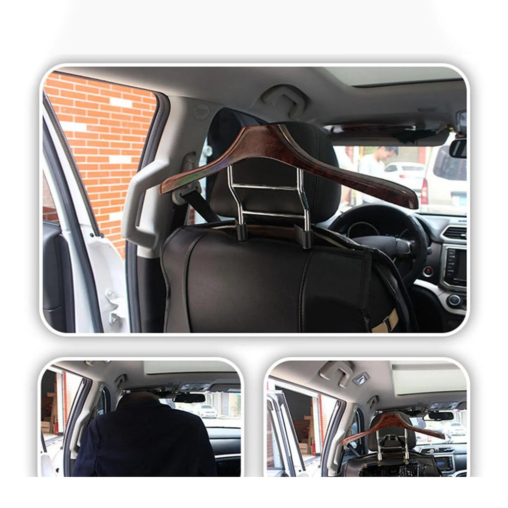 Wood yellow stainless steel car clothes hanger measuring 46.5cm for suits and coats