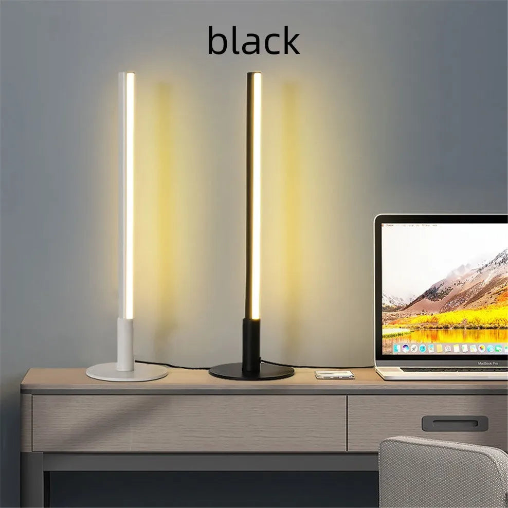 Black retro aluminium alloy LED atmosphere lamp with warm white and RGB lighting modes.