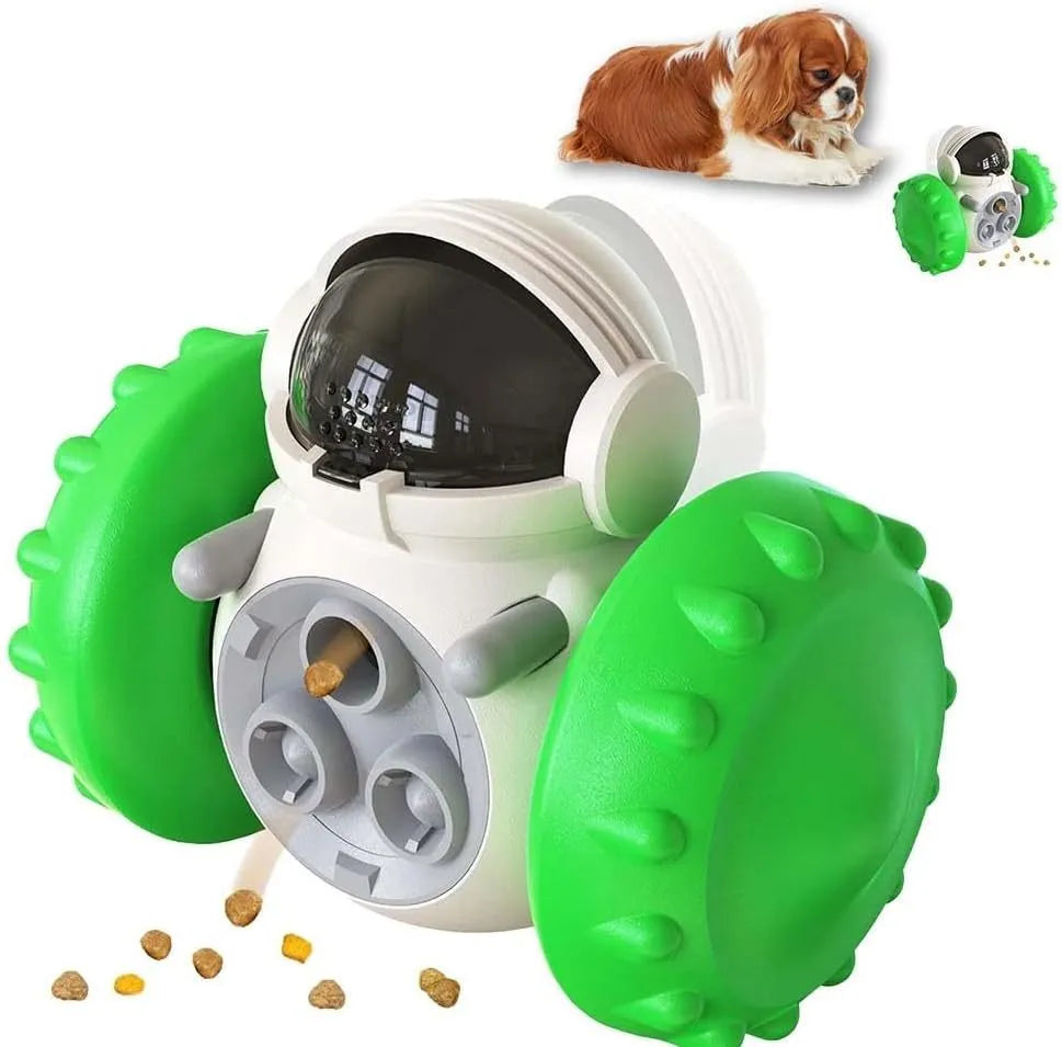 Self-balancing interactive dog treat dispenser toy in five colour options for small pets