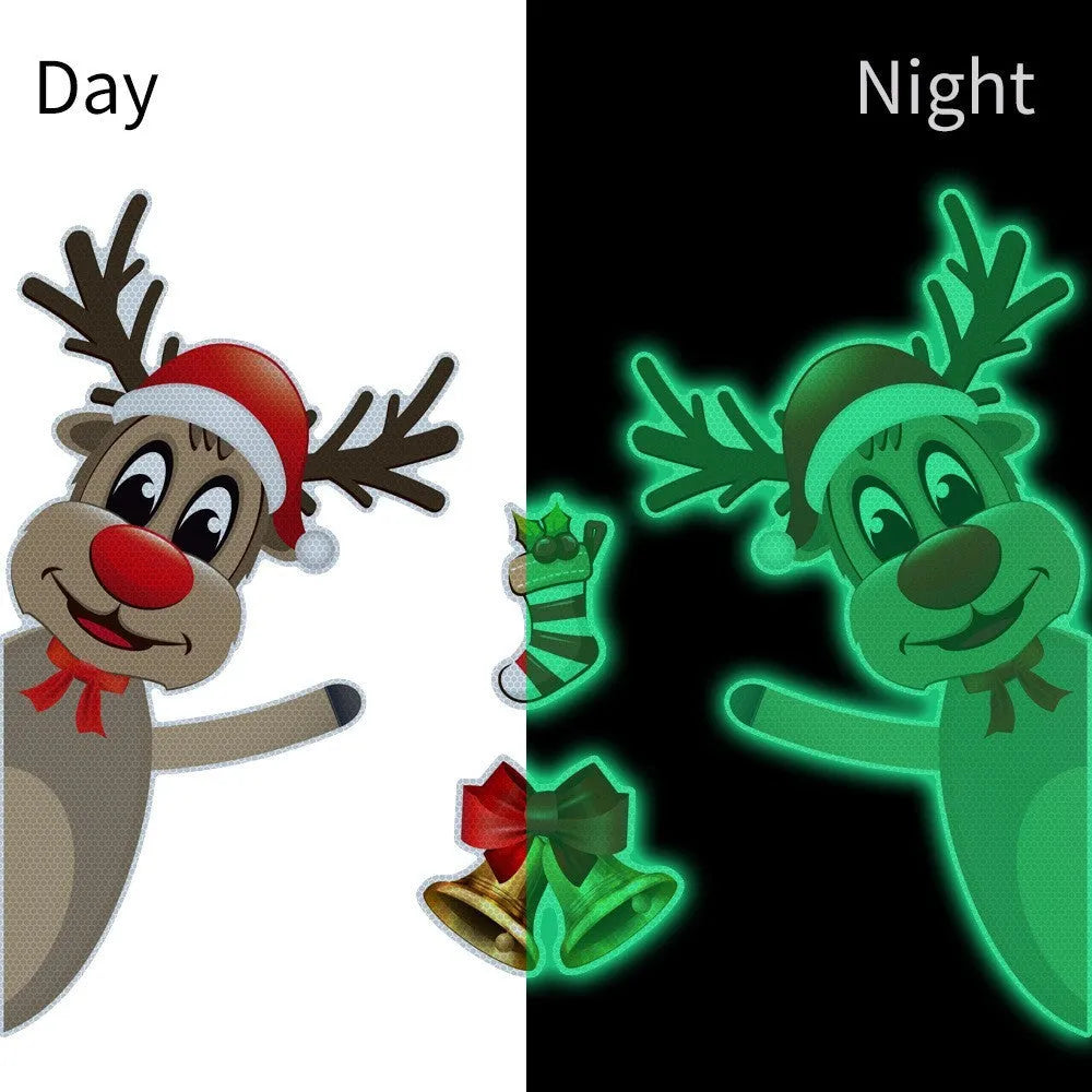 Christmas elk bell magnetic bumper stickers with reflective luminous properties on car door