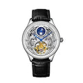 Men's waterproof business casual watch with steel strap, showing white dial and 16mm thickness.