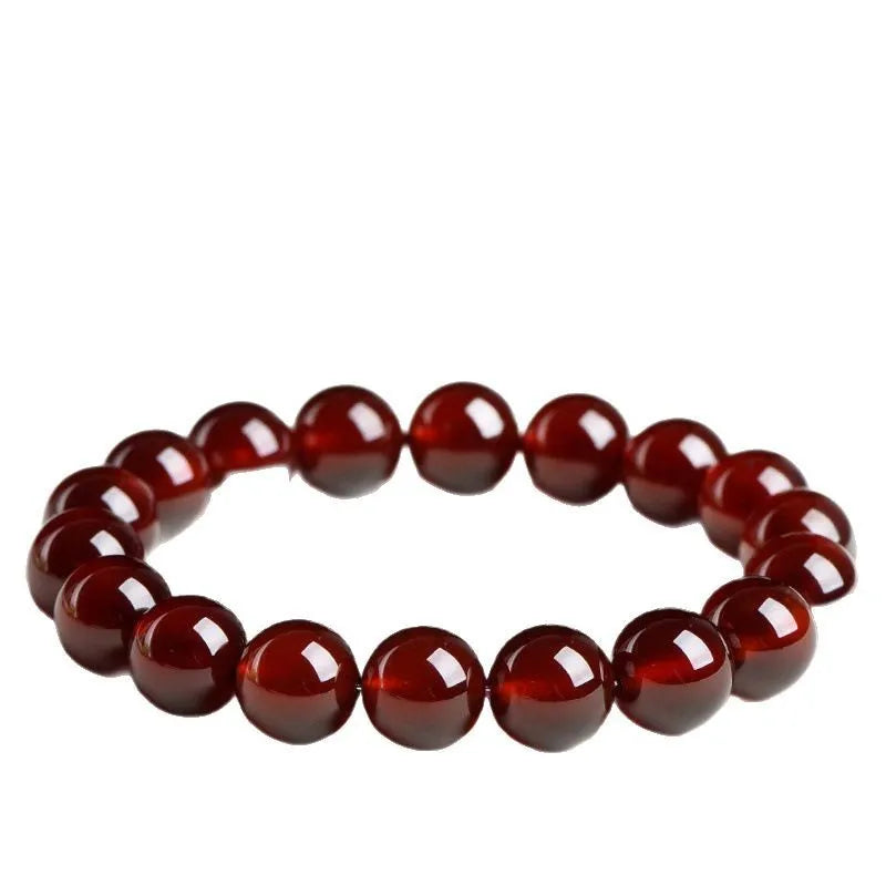 Natural orange red garnet ball bracelet with Ruyi style beads in 5A and 7A grades