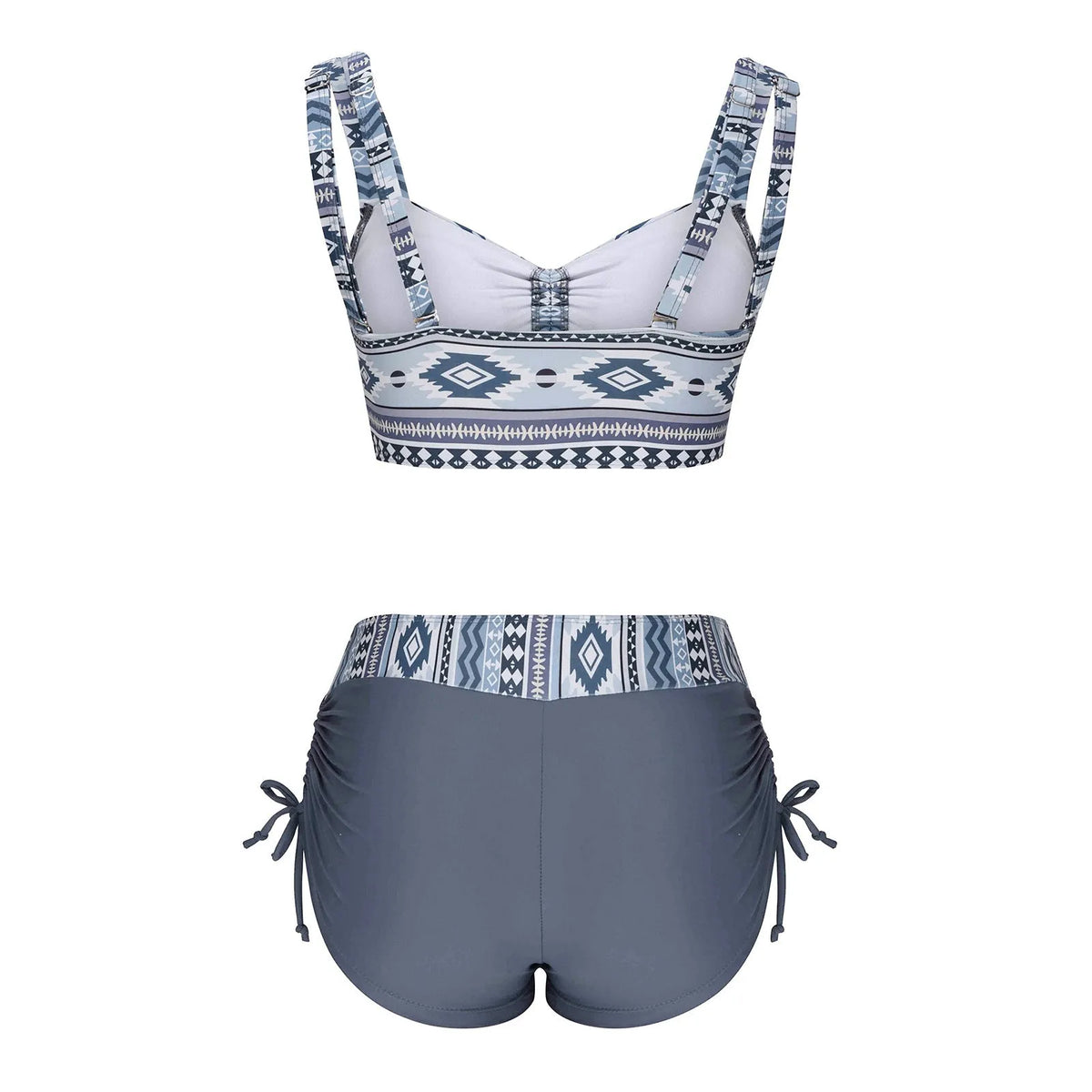 Women's split bikini swimsuit without underwire or padding in picture colour