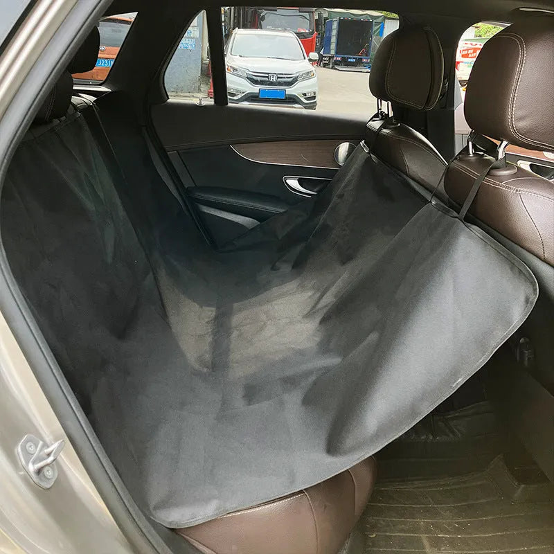 Car pet mat for rear seats with water resistant cloth and dog paw print design in grey colour