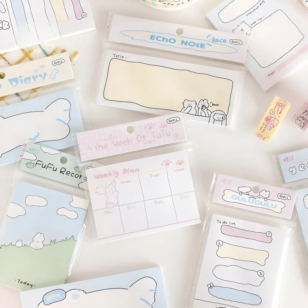 Cute cartoon hand account collage sticky notes in six Heartbeat Delivery Series styles with three size options