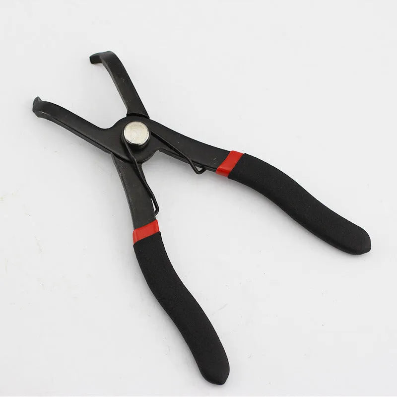 Red round nail removal pliers with PVC handles for interior panel and door nail extraction