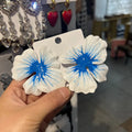Women's alloy floral stud earrings with electroplated oil-spot glaze finish in four colour variations