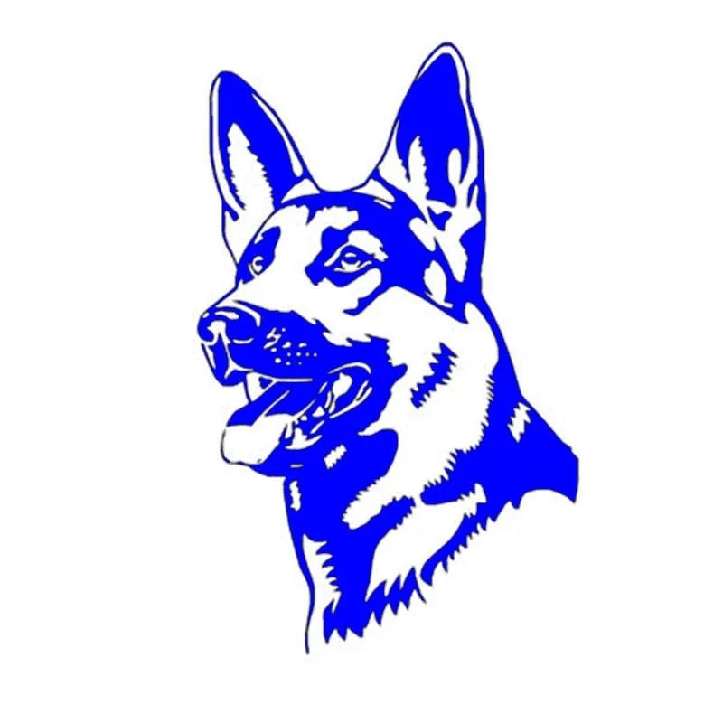 Reflective bumper sticker featuring an Alsace Shepherd dog on a 13x8cm background.