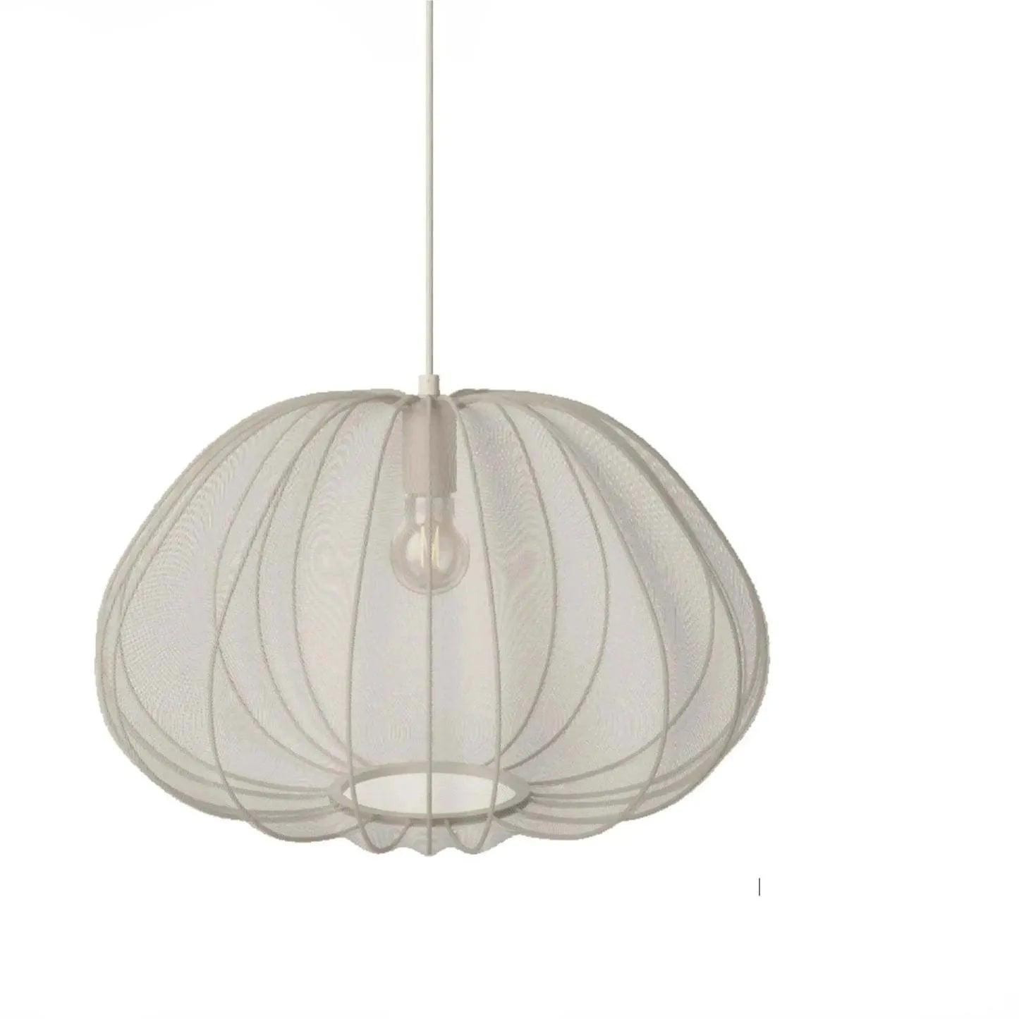 Japanese style net pumpkin ceiling lamp with iron construction and LED lighting in white finish