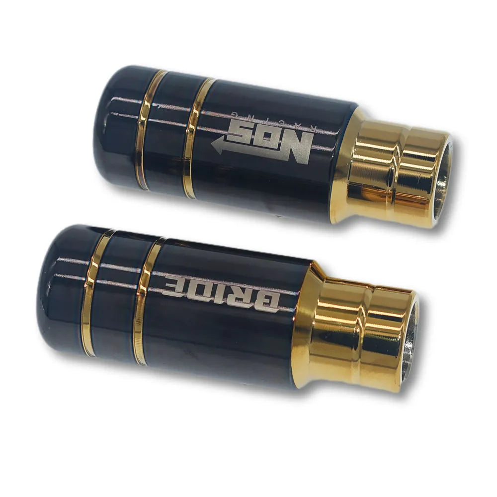 Roasted blue aluminium gear shift head with three rubber installation sleeves for manual transmission cars