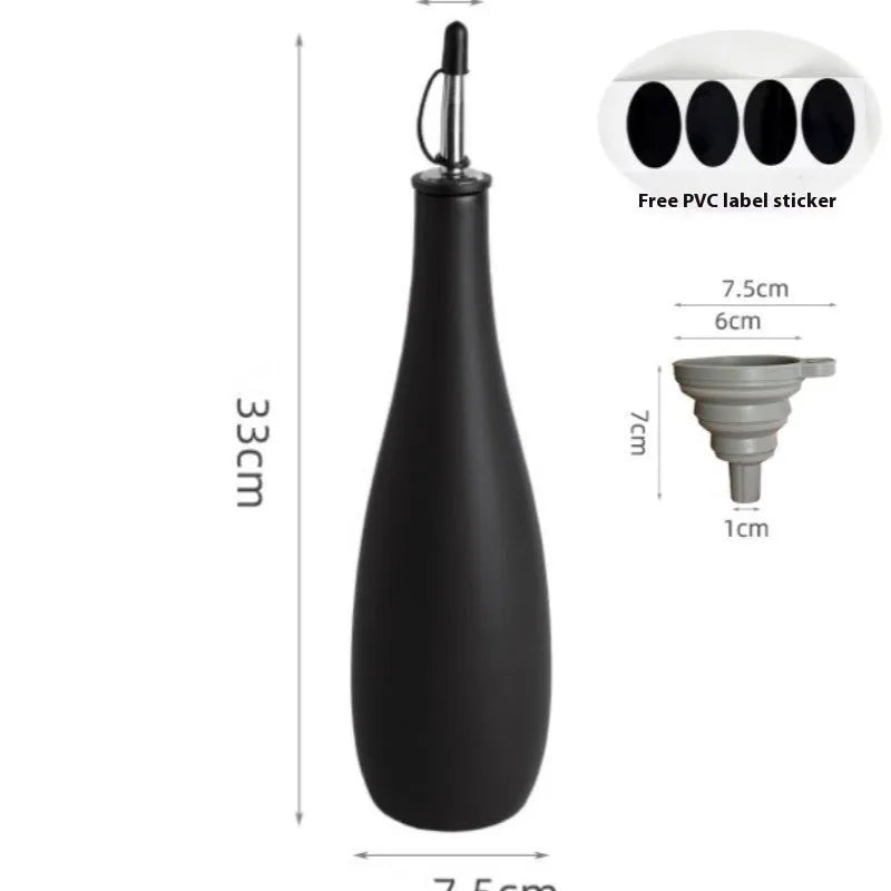 Ceramic oil pot with brush and funnel in black, coffee, or white colour, 650ml capacity.