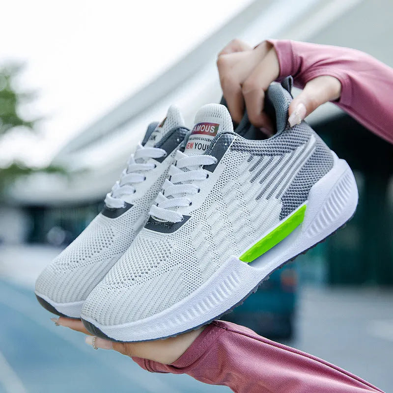 Men's breathable mesh sports shoes in blue, gray, or green with round toe and plastic injection moulded sole