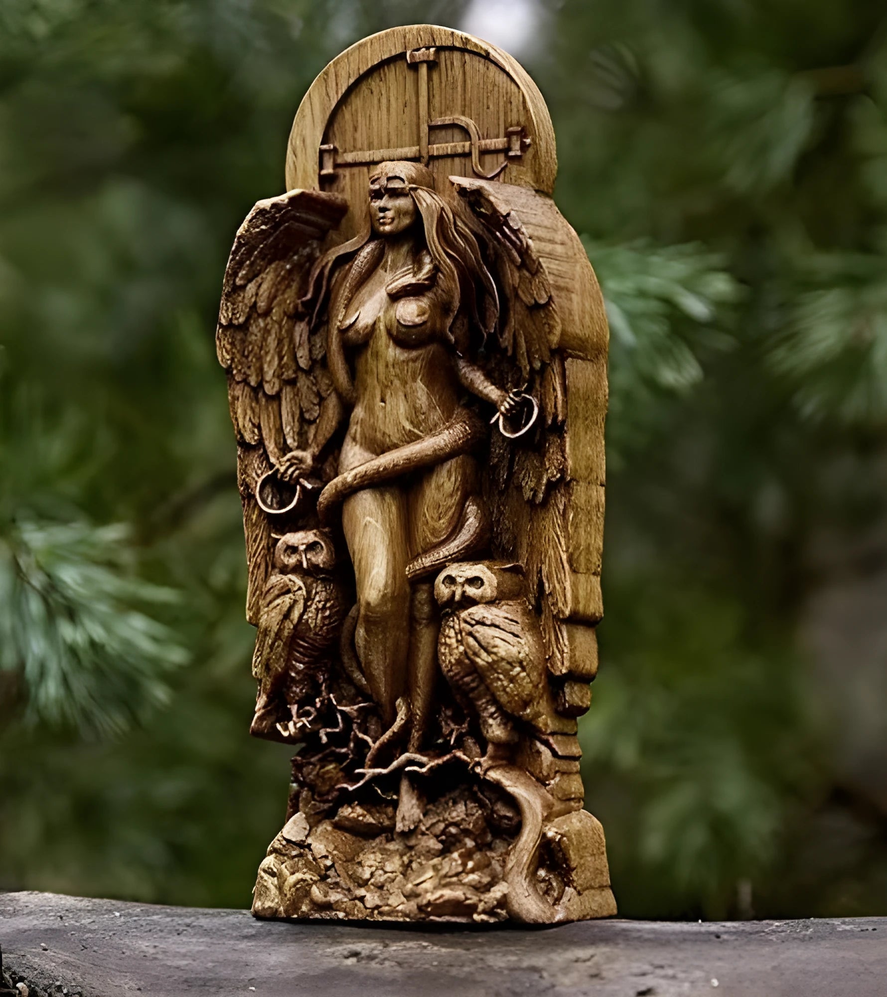 Detailed resin sculpture of a Greek goddess statue for garden or altar display.