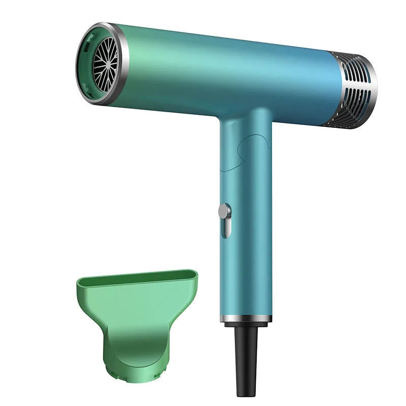 Green and purple foldable hair dryer with compact travel design