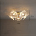 Simple modern flower ceiling lamp with 5 or 6 white or purple heads providing warm tricolor light for living room and bedroom