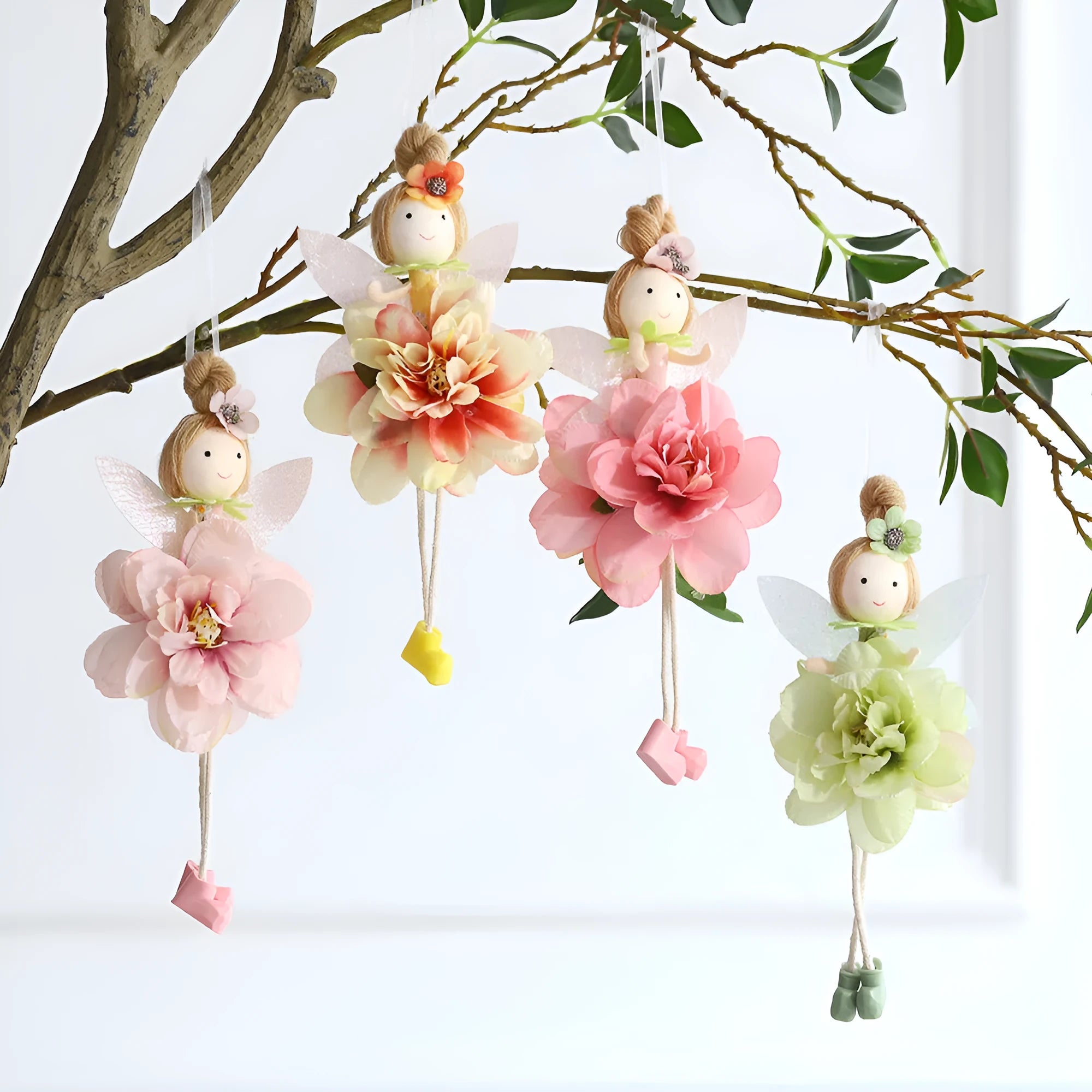 FARCENT cloth Easter pendant with flower angel design in pink, green, yellow, and dark pink colours.