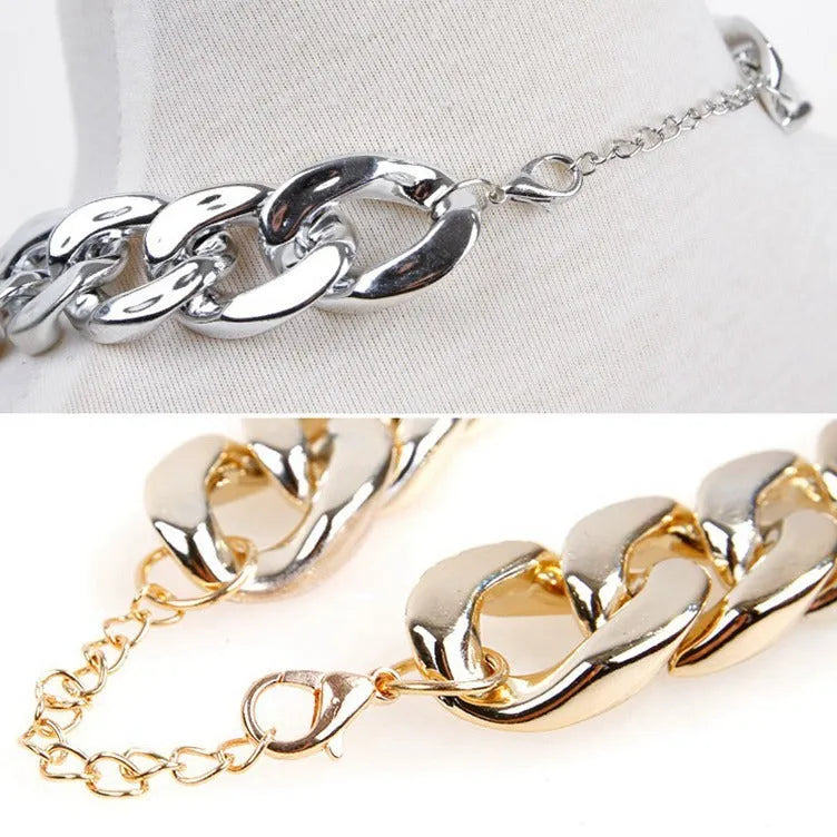 Gold colour chain dog collar with geometric design and adjustable buckle for small to medium sized pets