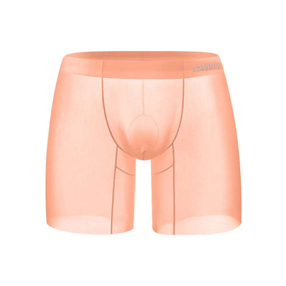 Men's seamless nylon boxer shorts in orange colour with low-rise waistband
