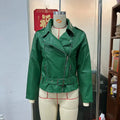 Punk short belt lapel locomotive style jacket in black polyester for street fashion