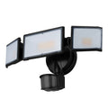 White or black 120V LED motion sensor security flood light with wall mounting bracket