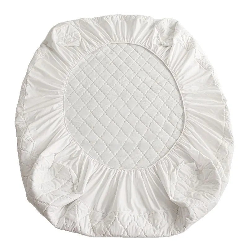 Diamond lattice quilted waterproof mattress protector in bamboo fibre, shown in a solid colour.
