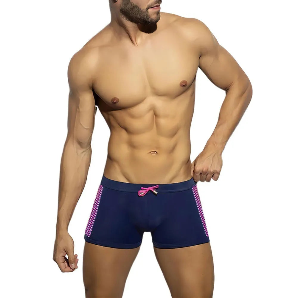 Men's polka dot print swimming boxers in nylon fabric with quick-drying properties
