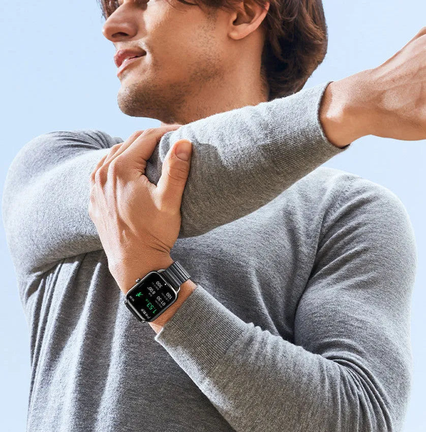 HAYLOU RS4 Plus smart sports watch with AMOLED display in black, champagne, or silver colours