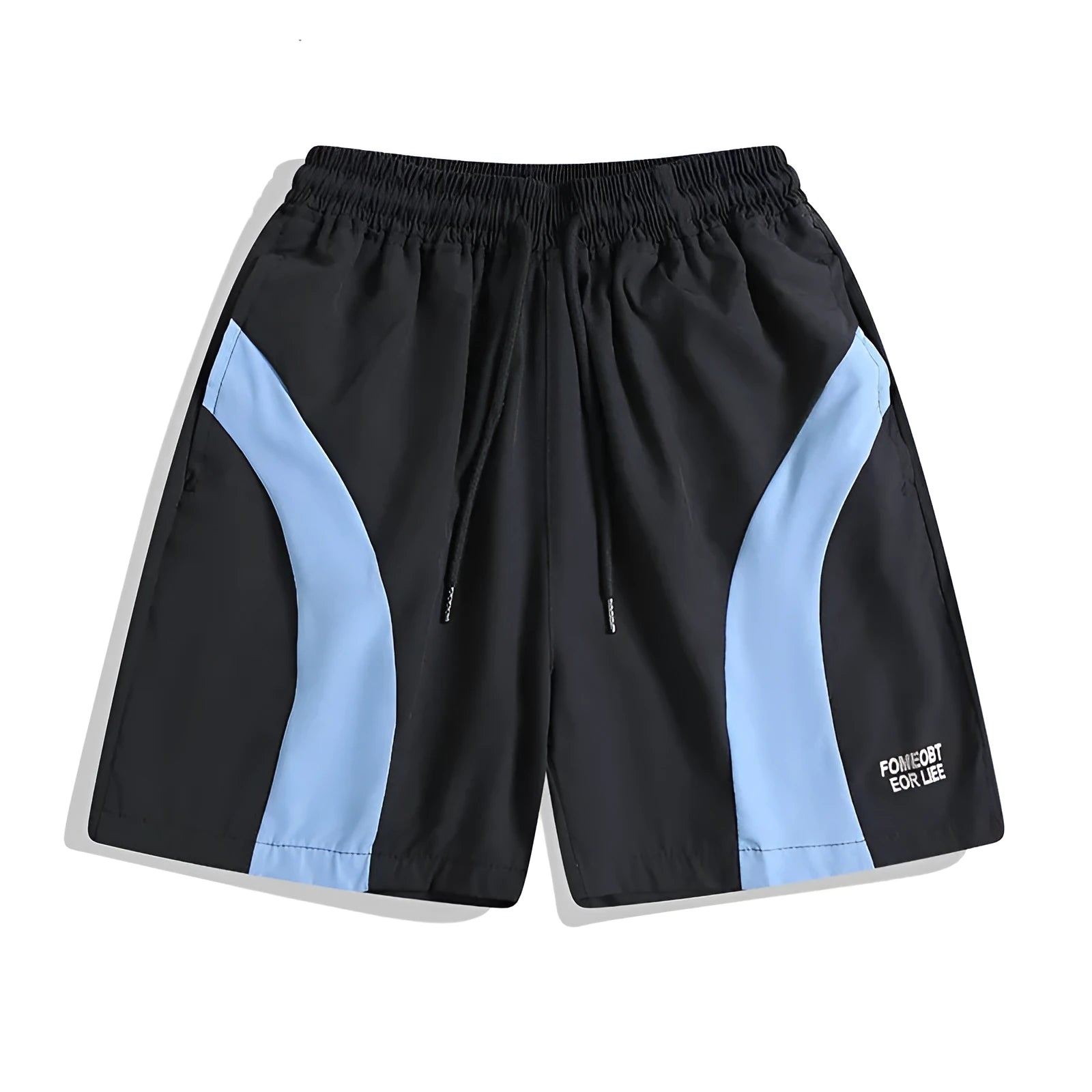 Men's loose-fit quick-dry training shorts in black with elastic waistband and straight-leg cut.