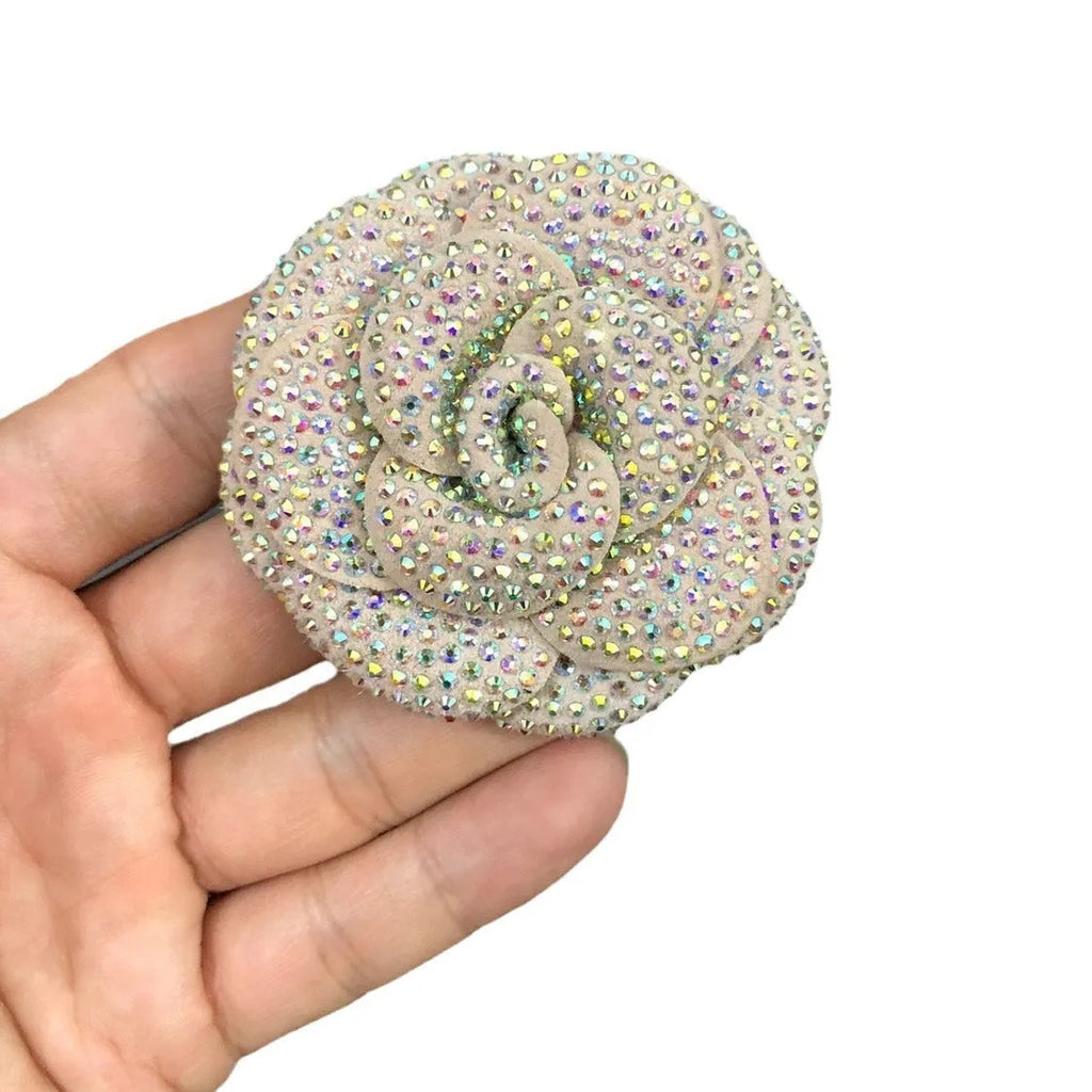 Genuine leather shoe brooch ornament with crystal embellishments in eight colour options