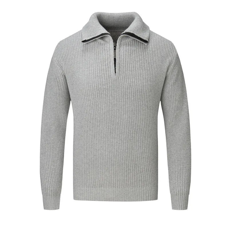 Men's slim fit solid colour pullover jumper in polyester blend for autumn and winter wear