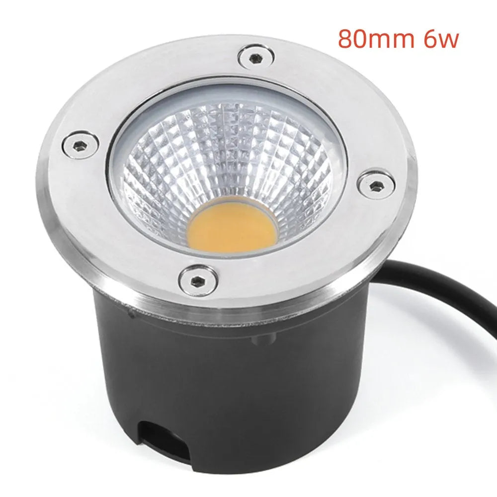 Round LED COB underground light with stainless steel cover and aluminium body for outdoor garden installation
