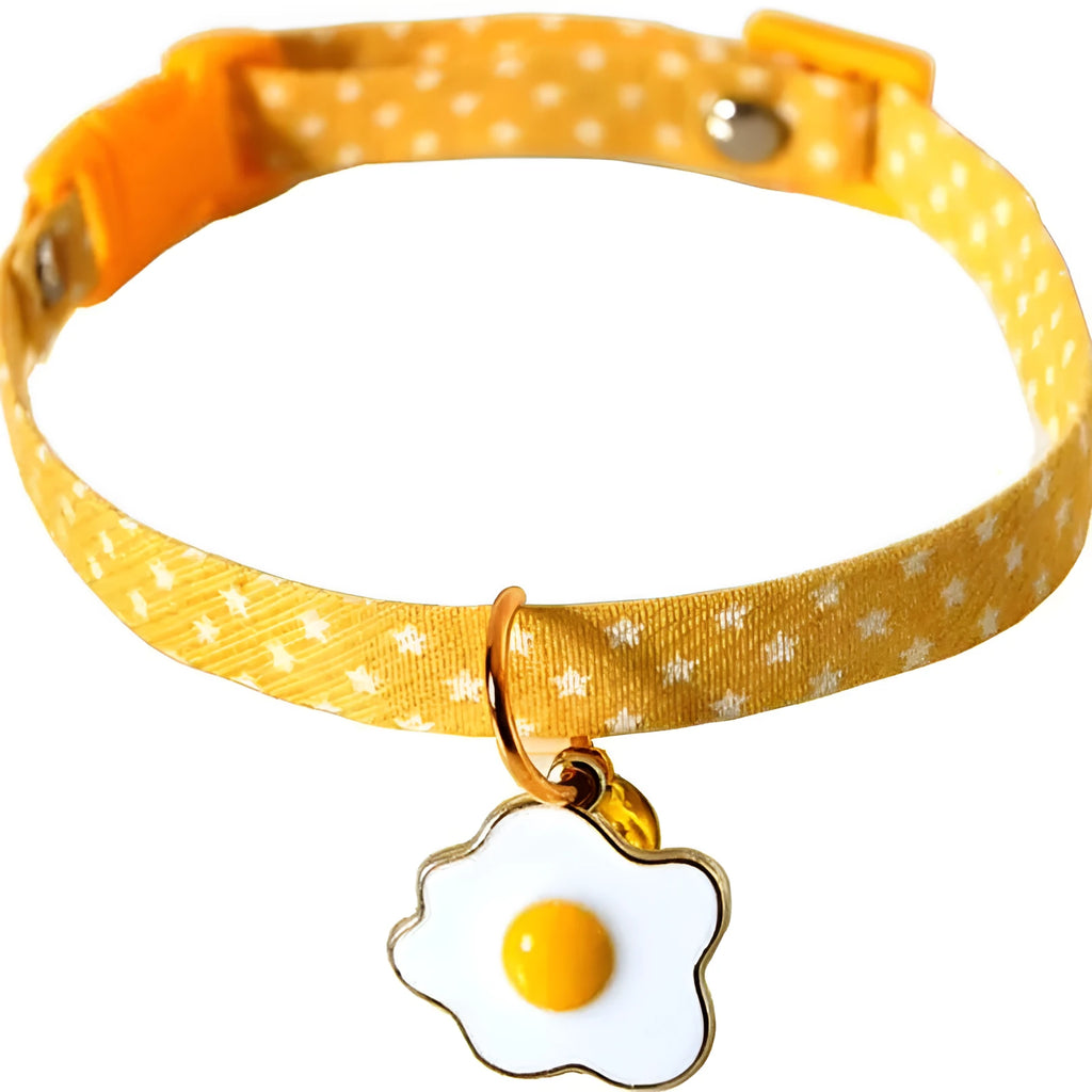 Adjustable cat collar with bell and bow tie in green pink or yellow for small dogs and cats