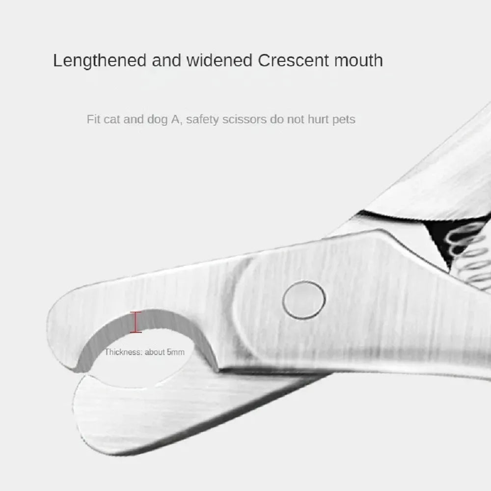Silver professional pet nail clipper with safety guard for dog and cat grooming