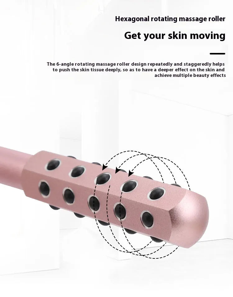Germanium particles roller massage instrument in purple colour showing 24 rotating massage heads