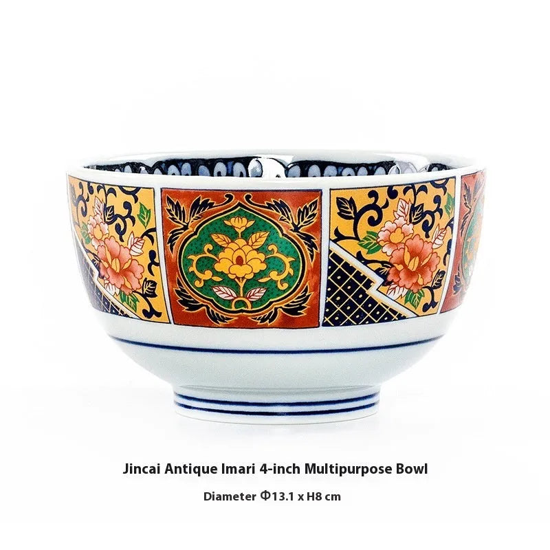 Japanese style retro ceramic 4-inch bowls with floral patterns