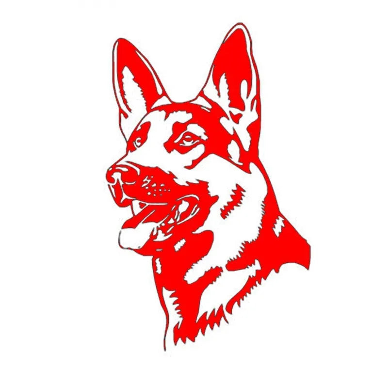 Reflective bumper sticker featuring an Alsace Shepherd dog on a 13x8cm background.