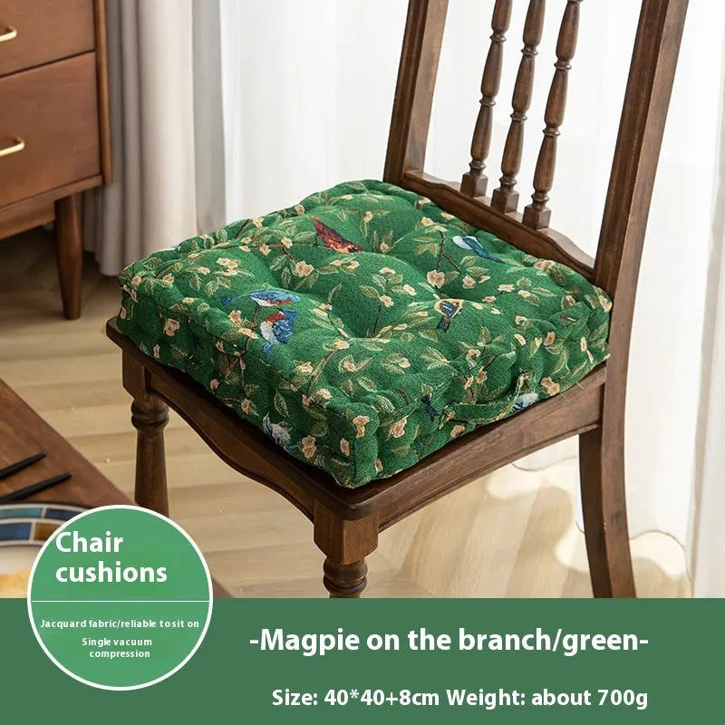 American dining chair cushion with plant pattern in apricot colour, 40×40×8cm with waist support