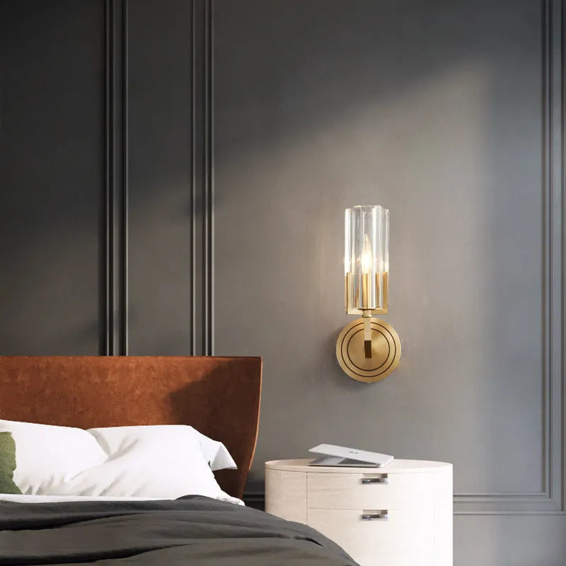 Copper wall lamp with minimalist Nordic design for bedroom bedside lighting