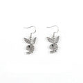 Cute rabbit-shaped stud earrings in silver, pink, and gold colour options.