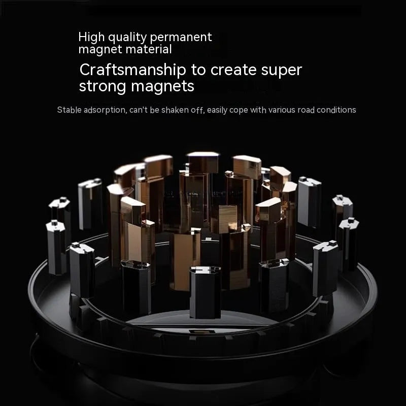 All-metal magnetic car phone mount in Qian colour on vehicle dashboard