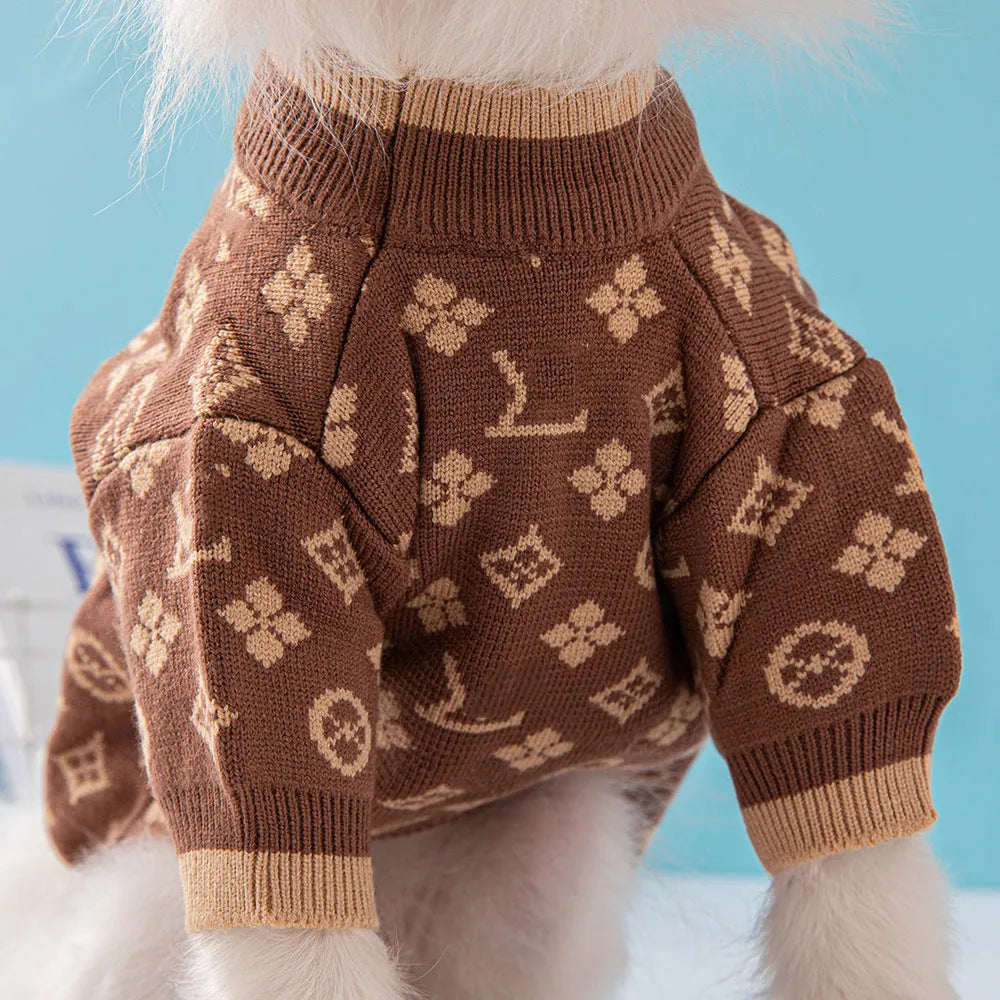 Thick wool dog sweater for autumn and winter in monochrome or two-tone colours