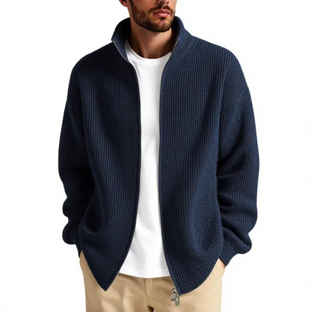 Men's loose cardigan sweater coat in chemical fibre blend, Asian sizing M to 3XL