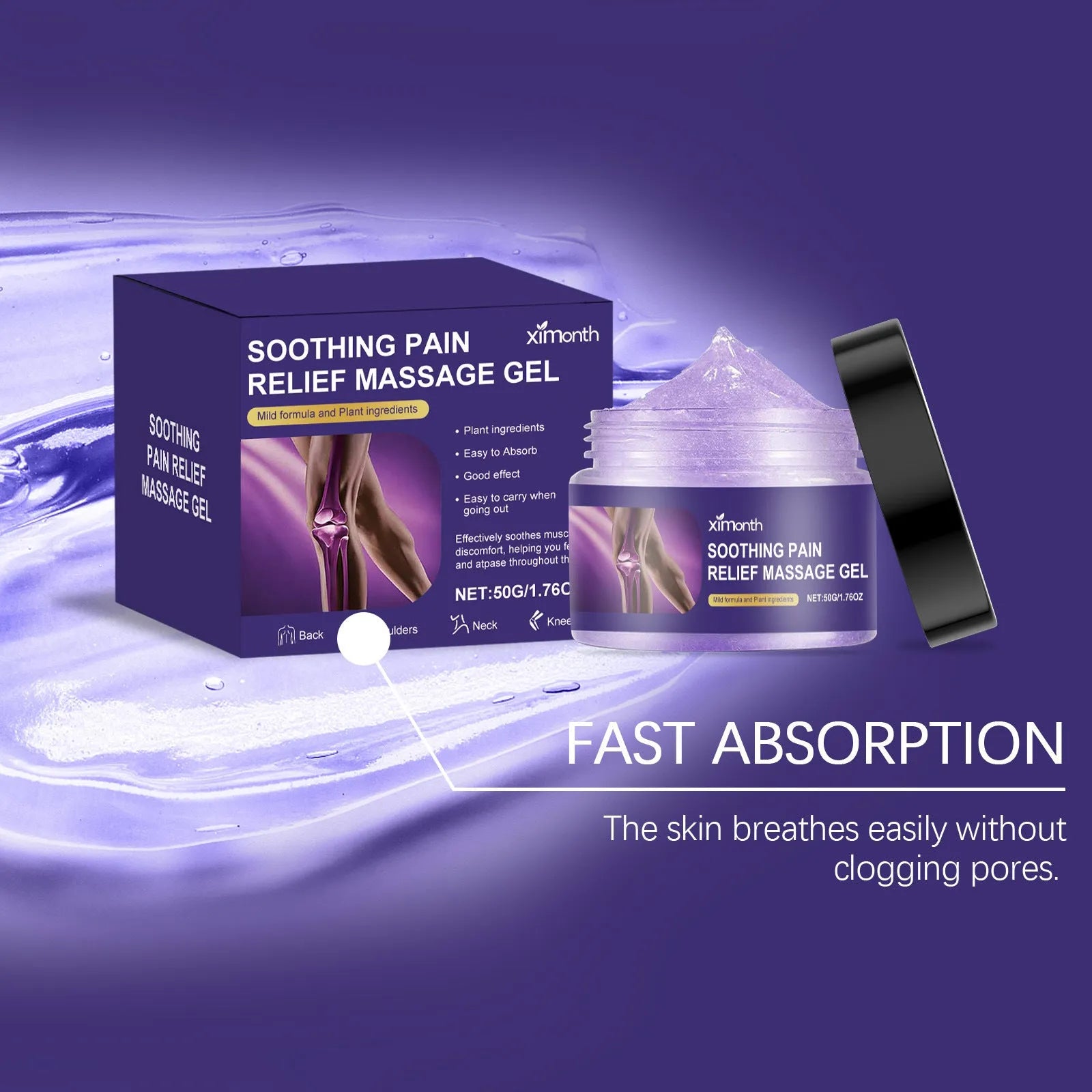A single 50g tube of white body joint care gel for topical application on skin.