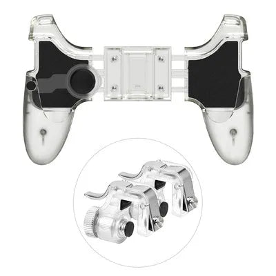 Black wired mobile phone gamepad handle with physical buttons for gaming control