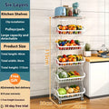 Black freestanding kitchen storage trolley with six shelves