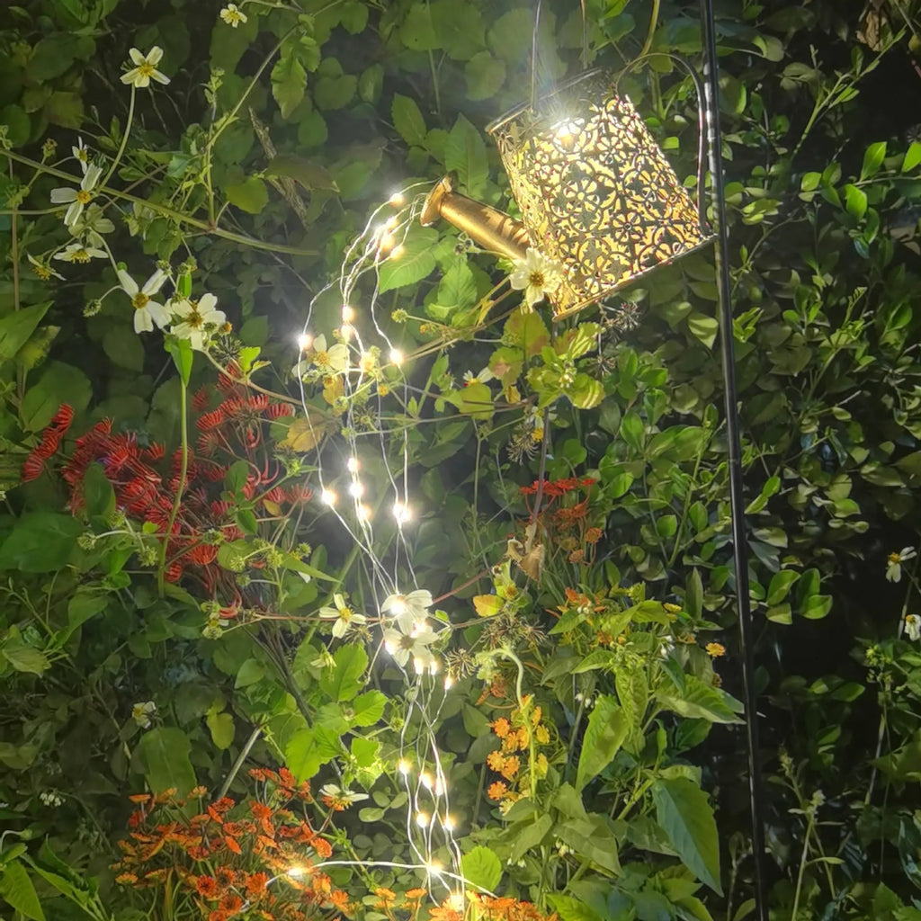 Butterfly kettle solar light in wrought iron for courtyard and garden decoration