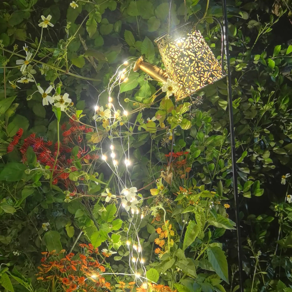 Butterfly kettle solar light in wrought iron for courtyard and garden decoration